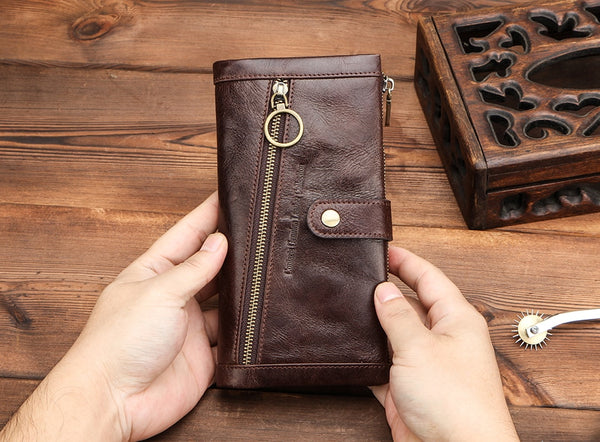 Long Wallet Men Genuine Leather