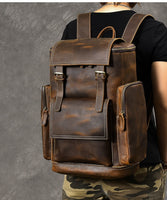 Men Genuine Leather Backpack - Travel Bag