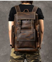 Men Genuine Leather Backpack - Travel Bag