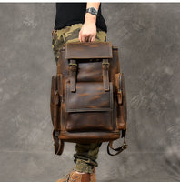 Men Genuine Leather Backpack - Travel Bag