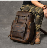 Men Genuine Leather Backpack - Travel Bag