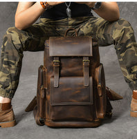 Men Genuine Leather Backpack - Travel Bag