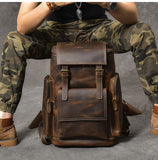 Men Genuine Leather Backpack - Travel Bag